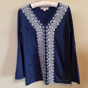 Michael Kors long sleeve‎ navy blue with white detail size small top